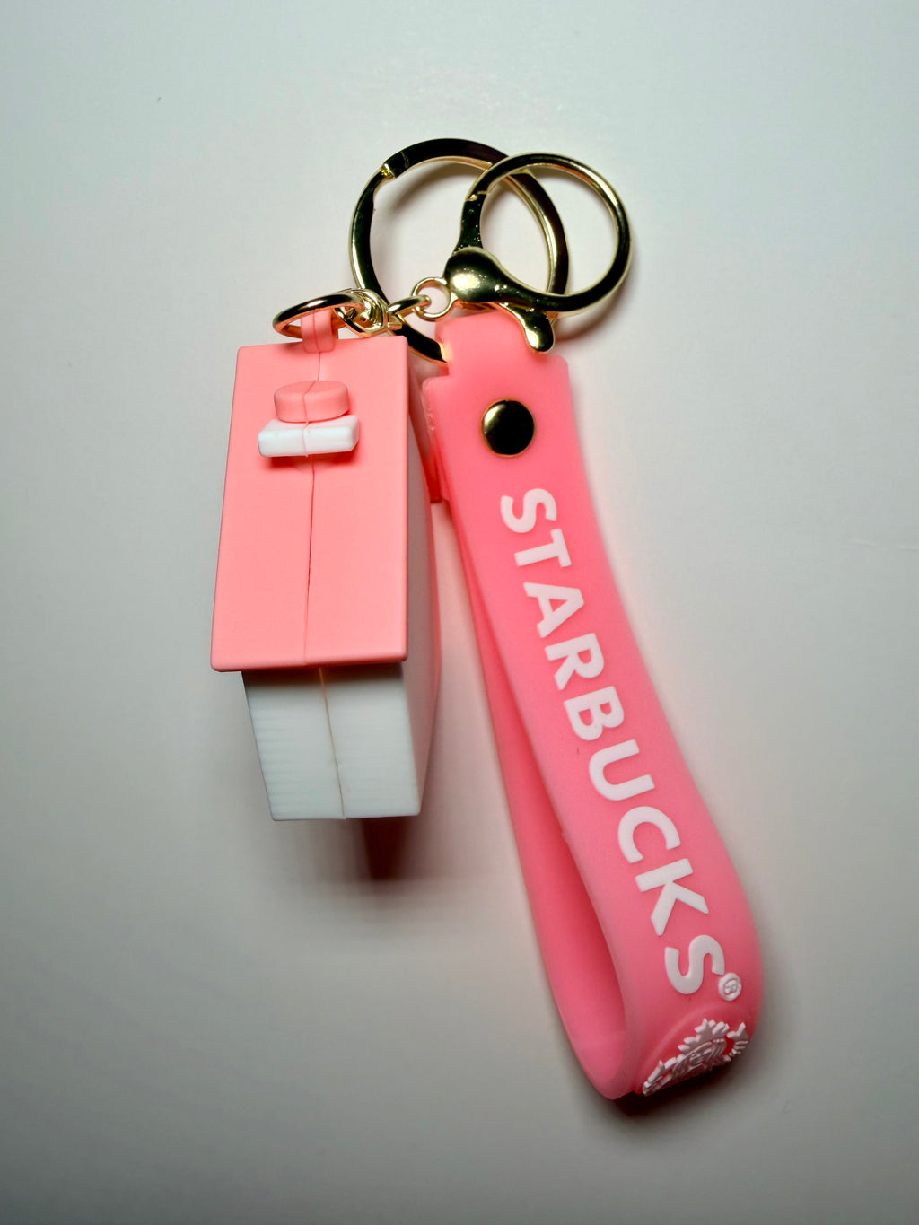 Corgi Starbucks House Keychain with Pink Wrist Strap