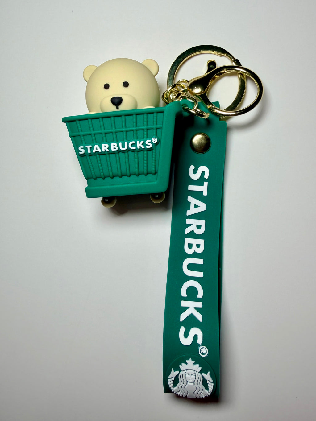 Cute Starbucks Bear in a Shopping Cart Keychain
