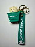 Cute Starbucks Bear in a Shopping Cart Keychain