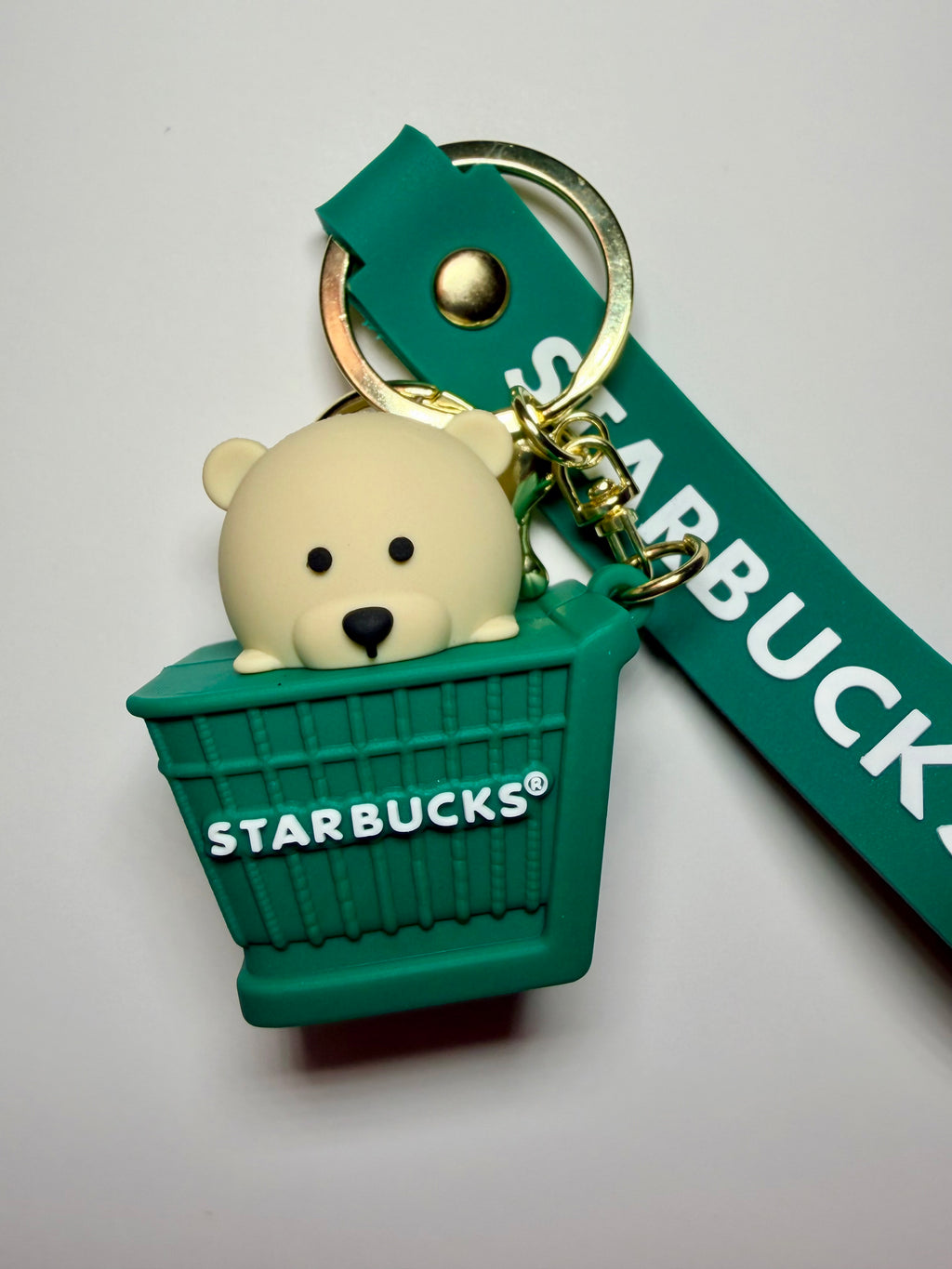 Cute Starbucks Bear in a Shopping Cart Keychain