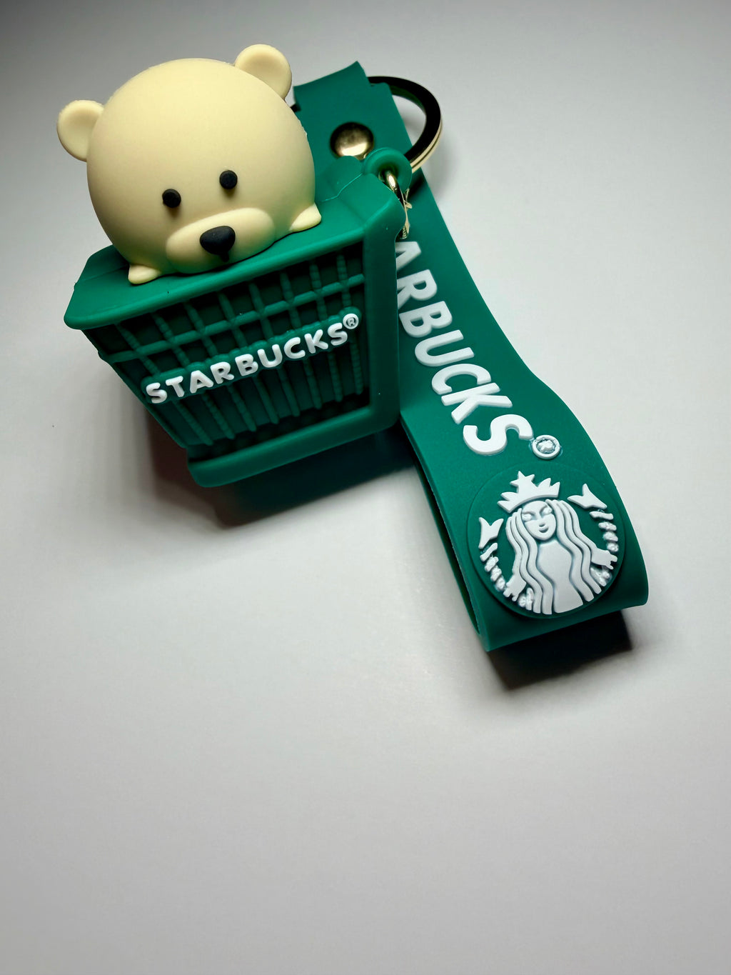 Cute Starbucks Bear in a Shopping Cart Keychain