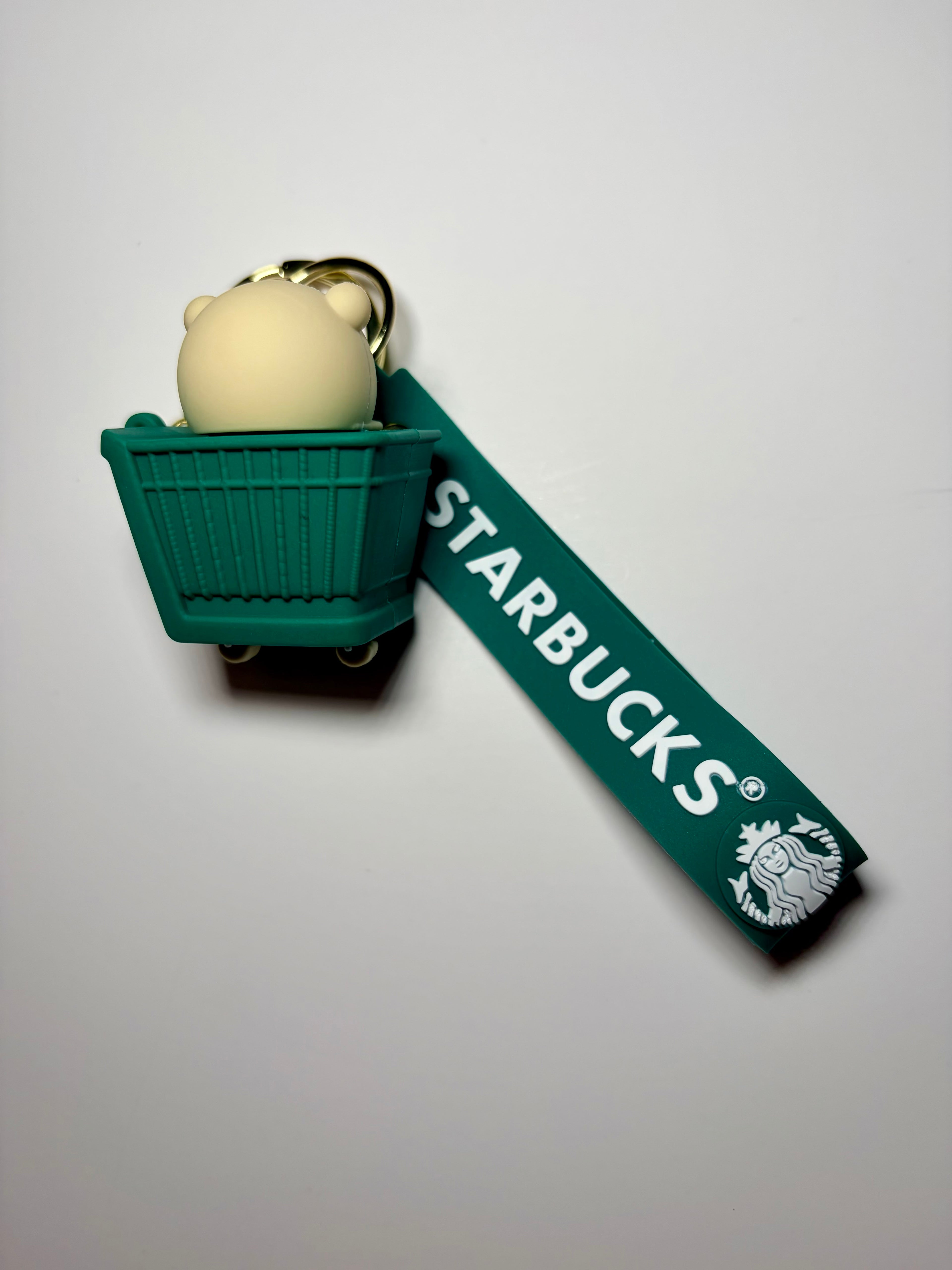 Cute Starbucks Bear in a Shopping Cart Keychain